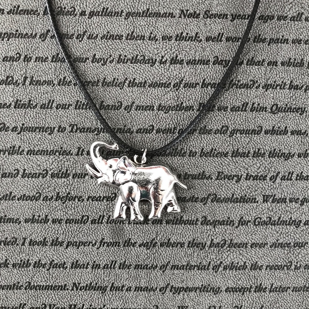 Silver Elephant Boho Hippie Animal Necklace